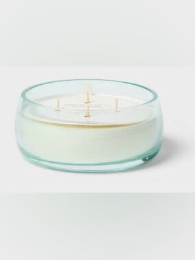 Threshold Four- Wick Glass Candle with Light Aqua Glass- Hibiscus & Citronella